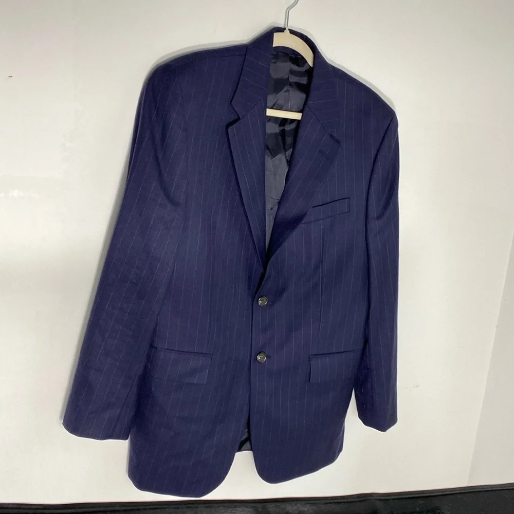Ralph Lauren Dark Blue‎ 100% Wool Stripe Blazer Men’s Size 47 M